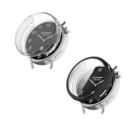 Pack of 2 Case with Screen Protector Compatible with Xiaomi Watch S4 41 mm, Anti-Scratch, Full Protection Shell, TPU Flexible Protective Case for Xiaomi Watch S4 41 mm Smartwatch (Transparent/Black)