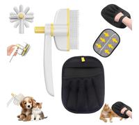 Pack of 2 Cat Brush & Pet Hair Remover Glove, Fur Magnetic Glove with Self-Cleaning Fur Flash Brush, Ideal for Long Hair Cats and Short Hair Cats, Removes Loose Hair (Yellow)