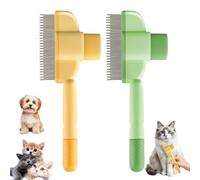 Pack of 2 cat brushes, self-cleaning pet brush, self-cleaning flea comb and fur care brush for pets, promotes healthy fur, environmentally friendly, perfect for home