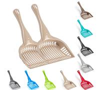 Pack of 2 Cat Litter Scoop with Holder Durable Large Cat Poop Scoop Easy to Clean Poop Scoop with Long Solid Handle Pet Poop Cleaning Tool (Taupe - Scoop Only)