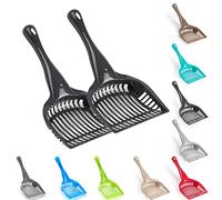 Pack of 2 Cat Litter Scoop with Holder Durable Large Cat Poop Scoop Easy to Clean Poop Scoop with Long Solid Handle Pet Poop Cleaning Tool (Dark Grey - Scoop Only)