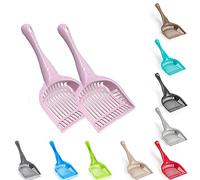 Pack of 2 Cat Litter Scoop with Holder Durable Large Cat Poop Scoop Easy to Clean Poop Scoop with Long Solid Handle Pet Poop Cleaning Tool (Pink - Scoop Only)
