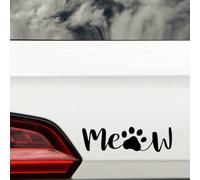 Pack of 2 Cat Meow Print Cute Stickers - Easy-to-Apply - Waterproof Decal - Cars, Vans, Water Bottles, Mirrors, Laptops, Fun Gifts (Black)