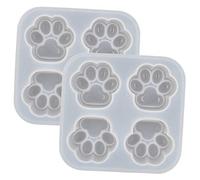 Pack of 2 Cat Paws Shape Epoxy Mold, Mirror & Matte Finish Surface Cute Cat Footprint Resin Casting Silicone Mold, 5 x 5cm