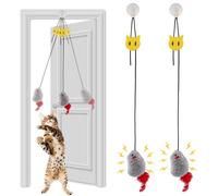 Pack of 2 Cat Toys Self-Employment Hanging Door Frame Elastic Mouse Interactive Cat Toy Mouse Cat Toy Mice with Squeaky Sound for Cat Run and Against Boredom