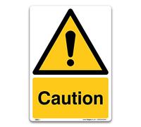 Pack of 2 Caution Safety Signs - A5 210 x 148mm Self Adhesive Vinyl Sticker - Warning Construction Site Security Hazard Notice Indoor Outdoor