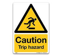 Pack of 2 Caution Trip hazard Sign - A5 Self-adhesive Vinyl - Trip and Slip Hazard Safety - Workplace, Office, Shop Safety Compliance