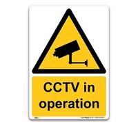 Pack of 2 CCTV in Operation Sign - Self Adhesive Vinyl Sticker, Security Camera Warning Notice, Workplace & Construction Safety Sign, HSE Compliant, A5 210 x 148mm