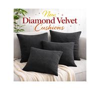 (Pack of 2 Charcoal) Diamond Embossed Velvet Filled Cushions-18x18in Soft Sofa Cushions-Premium and Luxury Quality