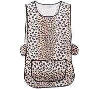 Pack of 2 Check Tabard Ladies Womens Home Work Kitchen Cleaning Chef Catering Cleaners Workwear Overall Piping Edge Checkered Tabbard Apron Large Pocket Side Button Fastening(Leopard Print,WX)