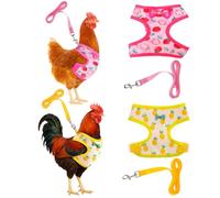 Pack of 2 Chicken Harness with Lead High Visibility Vest Chicken Adjustable Chicken Harness with Lead Warning Vest for Chickens Chicken Vest Training Harness Pet Harness Costume for Chicken Duck or