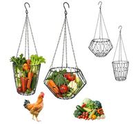 Pack of 2 Chickens Vegetable Hanging Feeder 16.5 Inch Large Foldable Chicken Feeder Poultry Fruit Holder with 4 Chains for Hanging Fruit Feeder Chicken Poultry Fruit Holder for Chickens Duck