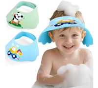 Pack of 2 Children's Shower Caps, Baby Shower Caps, Soft EVA with Adjustable Fastening, Hair Washing Child Protection, Protection for Eyes, Ears and Nose when Washing Hair (Blue & Green)