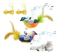 Pack of 2 Chirping Bird, Simulation Bird Cat Toy, Flying Bird Toy for Cats with Elastic Rope, Interactive Cat Toy, Intelligence Cat Toy, Sound Bird Toy