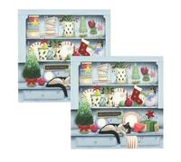 Pack of 2 Christmas Dresser Advent Calendar Greetings Cards | Christmas Advent Greetings Cards with Envelope | Door Advent Calendars - 15x15cm