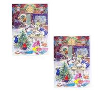 Pack of 2 Christmas Eve Rabbit Family Advent Calendar Greetings Cards | Christmas Advent Greetings Cards with Envelope | Door Advent Calendars - A5