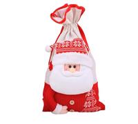 Pack of 2 - Christmas Sacks or Gift Bags with Santa or Snowman Design, Red and White Holiday Storage Sack, Festive Drawstring Pouch with Nordic Pattern (2 x Santa Sacks)