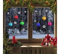 Pack of 2 Christmas Stained Glass Bauble Candle Arch Snowflake Window Stickers Cling (Bauble Original)