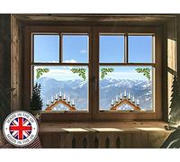 pack of 2 Christmas stained glass Bauble candle arch Snowflake Window Stickers Cling (candle arch)