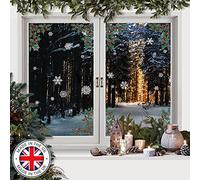 Pack of 2 Christmas Stained Glass Bauble Candle Arch Snowflake Window Stickers Cling (Holly)