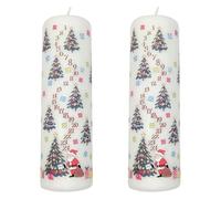 Pack of 2 Christmas Trees Advent Pillar Candles | Traditional Christmas Advent Calendar Candles with Numbers - 20cm