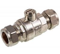 Pack of 2 Chrome Plated 15mm Full Flow Bore Isolating Isolation Valve Heavy Pattern Compression Joint