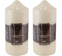 Pack of 2 Church Pillar Candles in Unscented Overdipped White, Each Candle Offers a Long Burning Time of 100 Hours, Standing 16 cm Tall