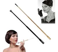 Pack of 2 Cigarette Holders, Cigarette Holder for Women, Long Extendable Cigarette Holder, Slim Cigarette Holder, Cigarette Tips, Cigarette Extension, for Carnival Party, Cosplay (Black, Gold)