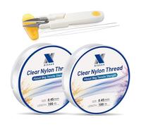 Pack of 2 Clear Fishing Wire 200m(0.45mmx100mx2 Spool),with 2 Needles,1 Scissor Fishing Line Clear Invisible Hanging Wire Strong Nylon String Thread for Balloon Garland Hanging Crafts Decorations