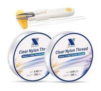 Pack of 2 Clear Fishing Wire 200m(0.45mmx100mx2 Spool),with 2 Needles,1 Scissor Fishing Line Clear Invisible Hanging Wire Strong Nylon String Thread for Balloon Garland Hanging Crafts Decorations 2