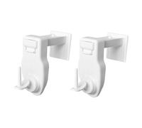Pack of 2 Click Brackets No Drilling for Curtain Poles - Adhesive Free Snap Hooks for Lightweight Curtain Rods and Net Curtains - Removable Rod Attachment for Window - Matt White