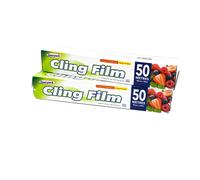 Pack of 2 Cling Film Food Wrap Rolls Catering Kitchen Use 2 x 30cm x 50m