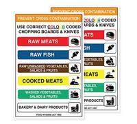 Pack of 2 Colour Coded Chopping Board and Knife Sign Self Adhesive Waterproof Vinyl Chopping Board Colour Sticker 200mmx300mm V1183