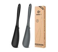 Pack of 2 Cooking Spoons for Non Stick Cookware, Multifunction Spatula Spoon BPA-Free, One-Piece Design, Suitable for Scooping, Scraping, Serving and Mixing(Black-Gray)