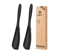 Pack of 2 Cooking Spoons for Non Stick Cookware, Multifunction Spatula Spoon BPA-Free, One-Piece Design, Suitable for Scooping, Scraping, Serving and Mixing (BLACK-BLACK)