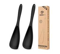 Pack of 2 Cooking Spoons for Non Stick Cookware, Multifunction Spatula Spoon BPA-Free, One-Piece Design, Suitable for Scooping, Scraping, Serving and Mixing (Black-Black)
