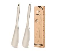 Pack of 2 Cooking Spoons for Non Stick Cookware, Multifunction Spatula Spoon BPA-Free, One-Piece Design, Suitable for Scooping, Scraping, Serving and Mixing (KHAKI-KHAKI)