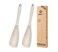 Pack of 2 Cooking Spoons for Non Stick Cookware, Multifunction Spatula Spoon BPA-Free, One-Piece Design, Suitable for Scooping, Scraping, Serving and Mixing (Khaki-Khaki)