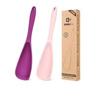 Pack of 2 Cooking Spoons for Non Stick Cookware, Multifunction Spatula Spoon BPA-Free, One-Piece Design, Suitable for Scooping, Scraping, Serving and Mixing (PINK-PURPLE)