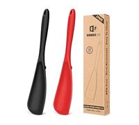 Pack of 2 Cooking Spoons for Non Stick Cookware, Multifunction Spatula Spoon BPA-Free, One-Piece Design, Suitable for Scooping, Scraping, Serving and Mixing(Black-RED)