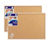 Pack of 2 | Cork Notice Boards 600 x 800mm, Wooden Framed Pin Boards