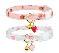 Pack of 2 Cotton Cat Collars with Kitty Pendant Bell Skin-friendly Breathable Adjustable Buckle Stylish Comfortable Pet Collar