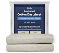 Pack of 2 Cotton Dust Sheets for Decorating, Waterproof 12ft x 9ft Dust Sheets Twill Laminated Polythene Backed Reusable Paint Sheets for Floor, Staircase