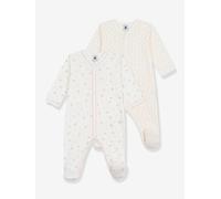 Pack of 2 cotton sleepsuits for babies Petit Bateau white