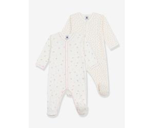 Pack of 2 cotton sleepsuits for babies Petit Bateau white