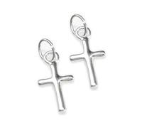 Pack of 2 Crosses small sterling silver charms .925 Cross charms