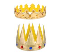 Pack of 2 Crown King Gold Birthday King Crown Hat King Headpiece Crown Gold for King & Prince Kron Birthday Crown Hat Queen Prince Costume Accessories for Birthday Party Royal Fancy Dress