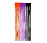 Pack of 2 Curtain Fringe Background, Orange-Purple/Black Streamer Decoration, Curtains for New Year, Halloween Decoration, Easter, Disco Party, Festivals, Carnival, Stage Decoration, 1 m x 2.5 m