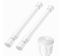 Pack of 2 Curtain Rails, Clamping Rods, Curtain Rods, No Drilling, Small, Extendable, Adjustable, Telescopic Rod for Windows, Wardrobe, Bathroom (18-27 cm, White)