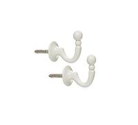 Pack of 2 Curtain Tieback Hooks Ball End Metal U Shaped Window Wall Mounted Tassel Drapery Tiebacks (Cream)